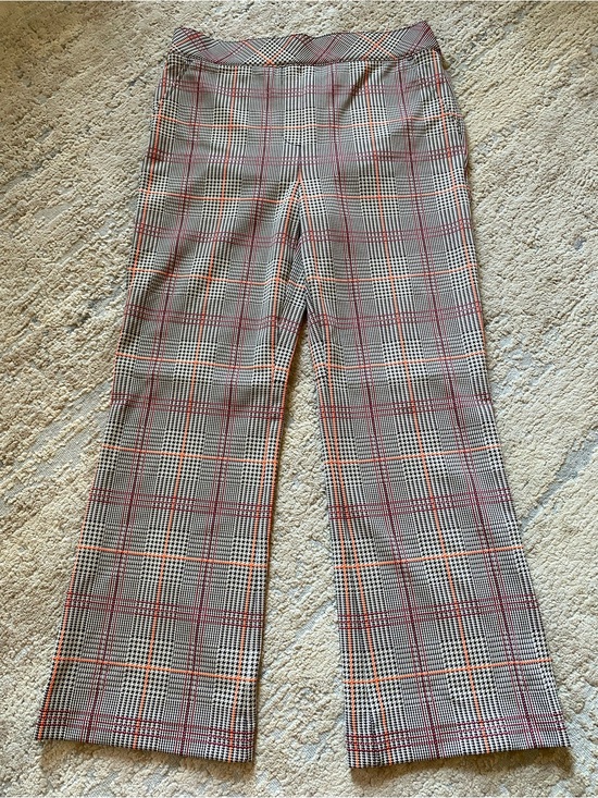 SPANX Pants - Spanx Perfect Kick Flare Ponte Plaid Trousers Orange Pop Pull On Pants: Large
